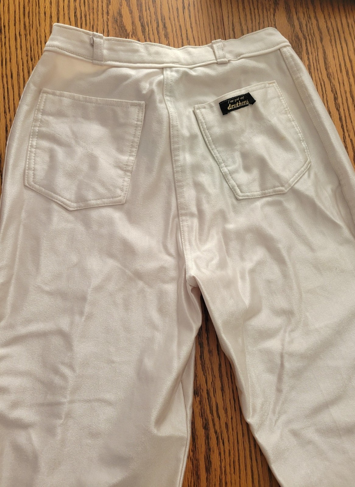 Vintage 1980s Glam Rock Shiny WHITE SPANDEX PANTS Unisex M Hair Metal Disco Punk