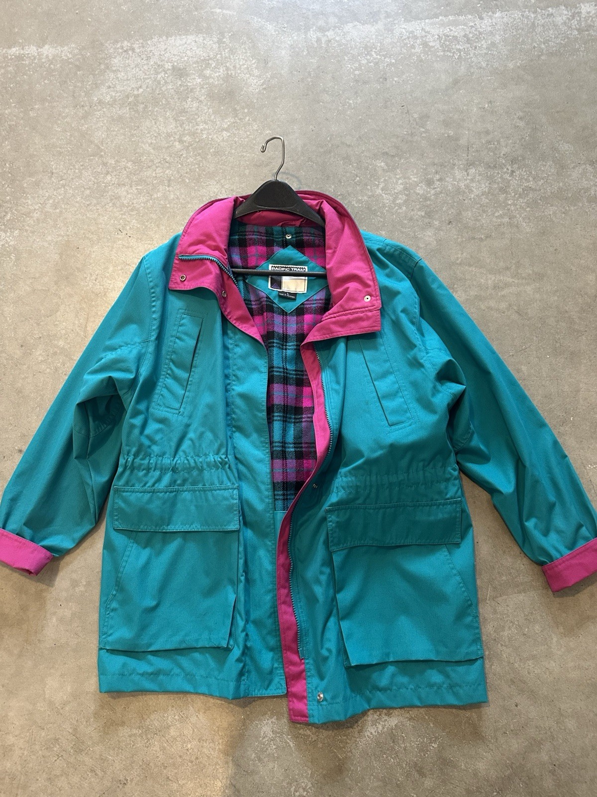 Vintage Pacific Trail Jacket- Teal & Magenta 90’s Color block Sz L