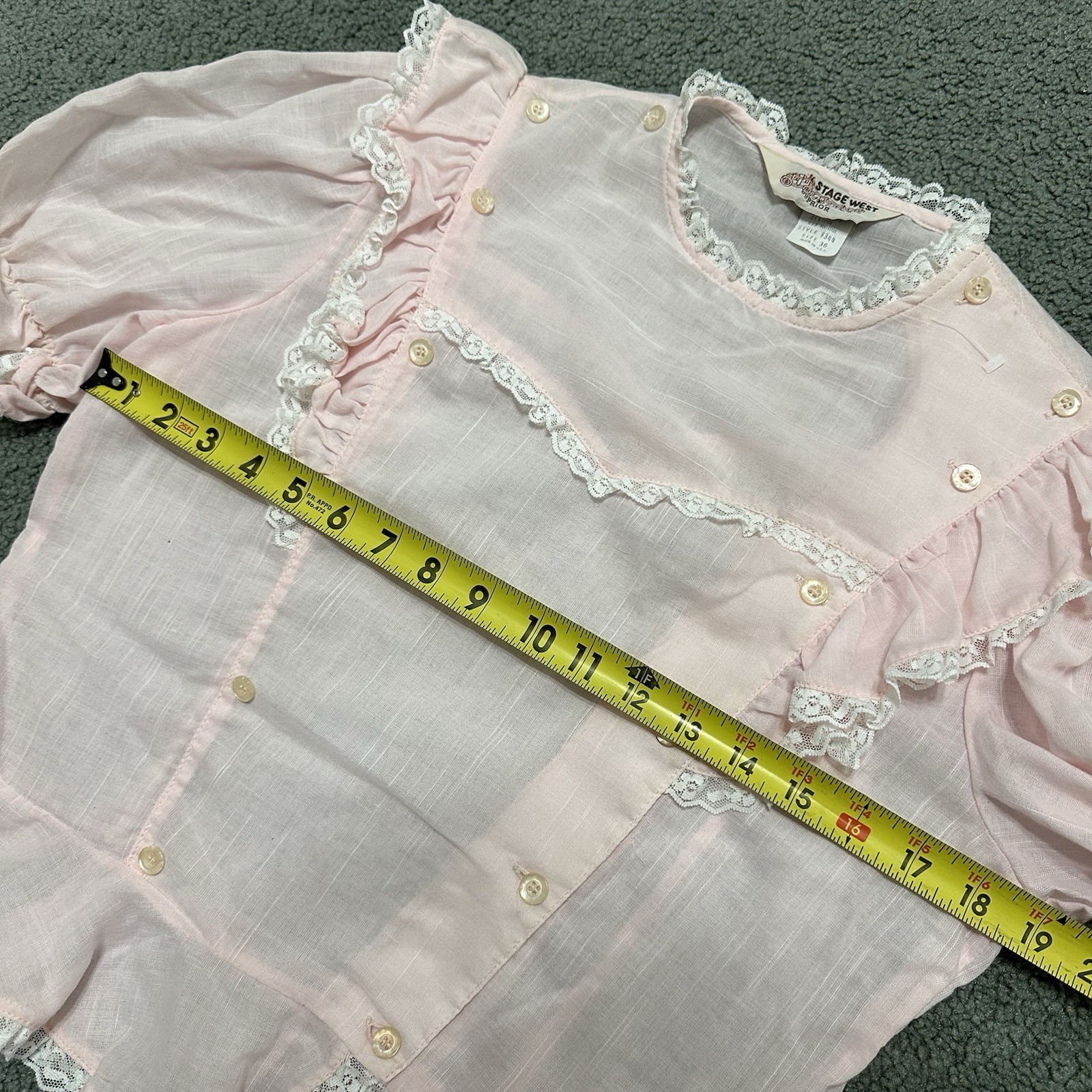 VTG 1970s Western Bib Shirt Lace Cottagecore Size 36 NOS Stage West by Prior