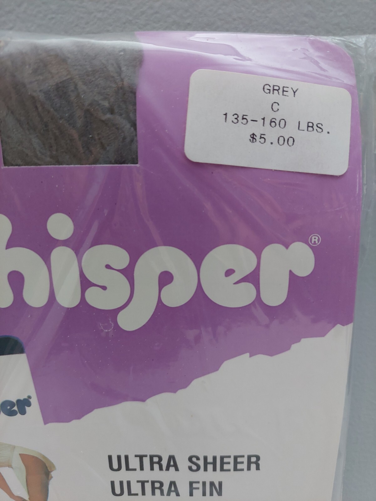 Vintage Pantyhose Whisper Color Grey Size C B004A