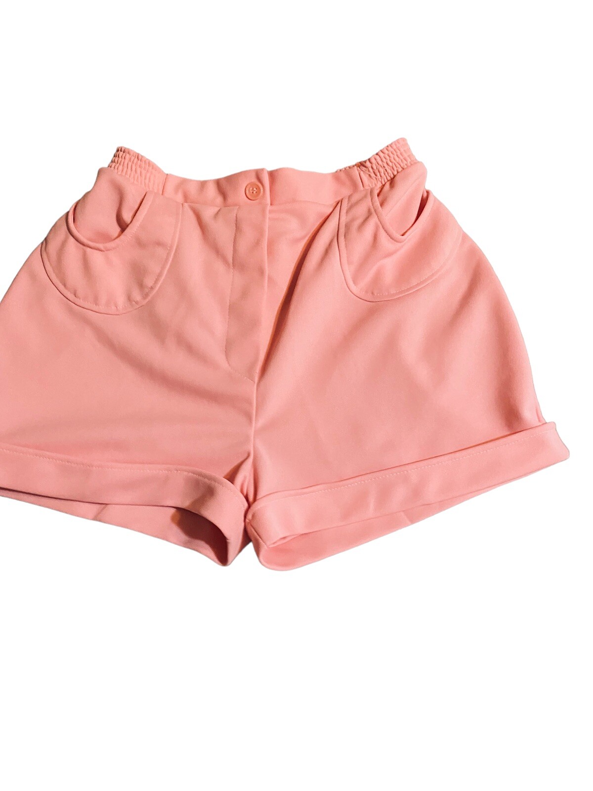 1980s KMART Baby Pink HOT PANTS shorts W-28” polyester Women’s Sz S Pin Up