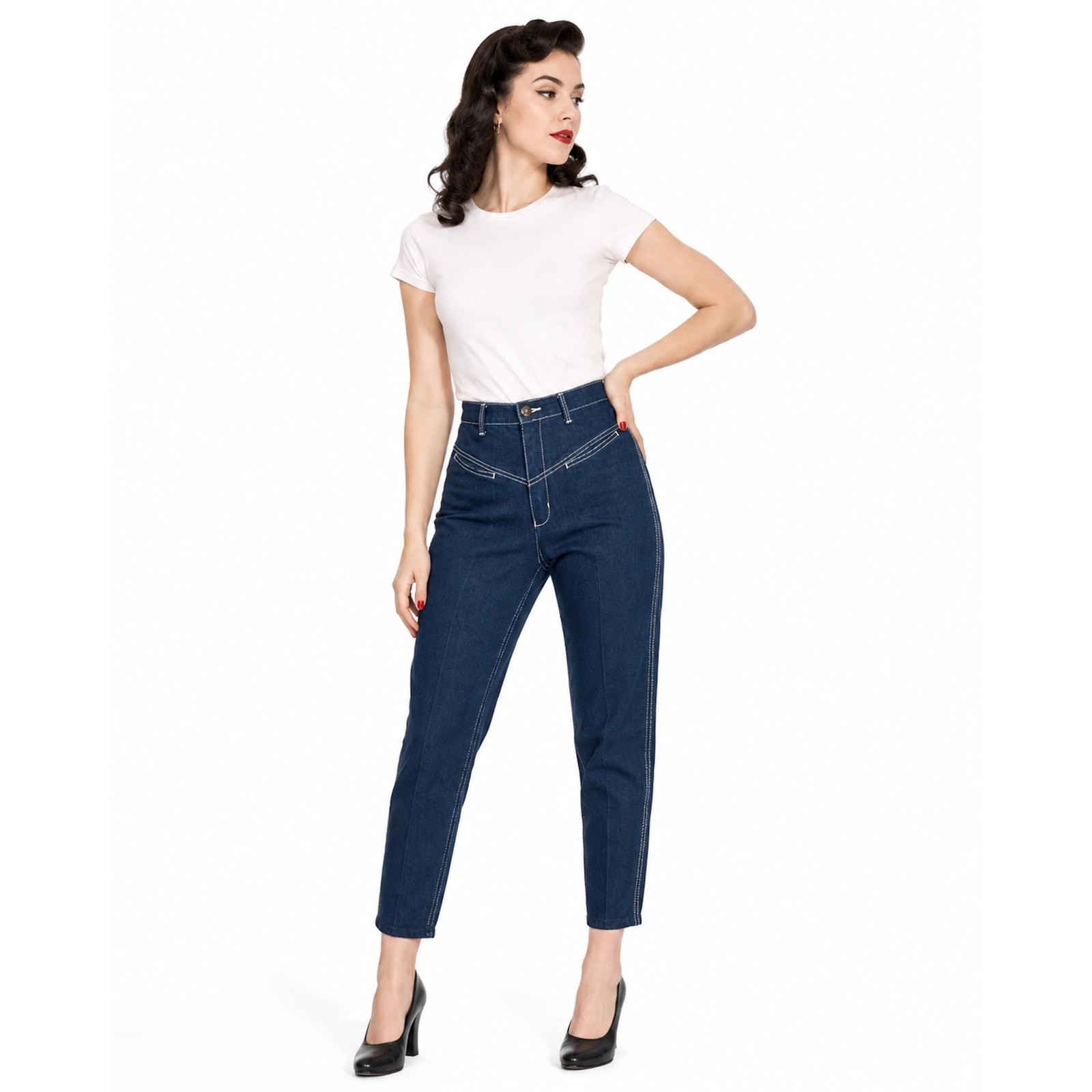 Vintage 70s Gitano High Waist Cigarette Jeans Dark Denim W28