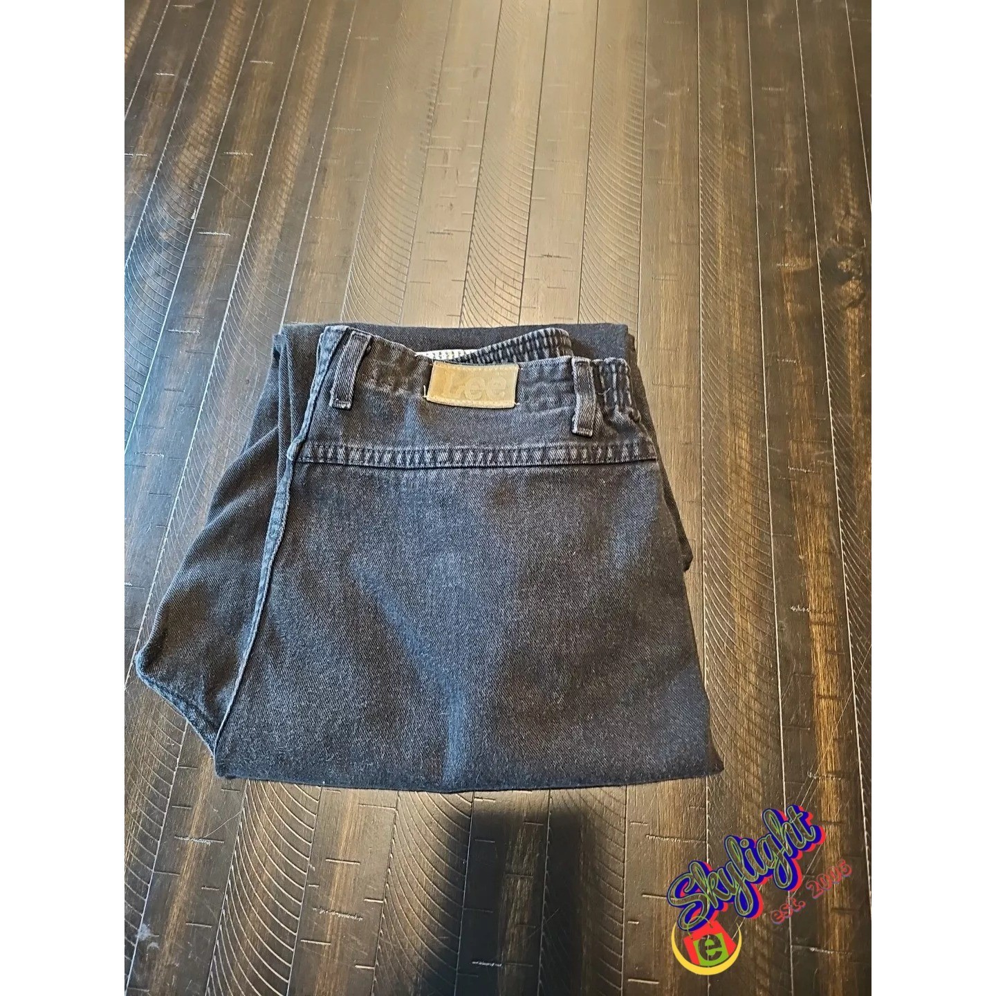 Lee Women’s Black Vintage High Rise Faded Straight Leg Denim Jeans Sz 16 L 32×32