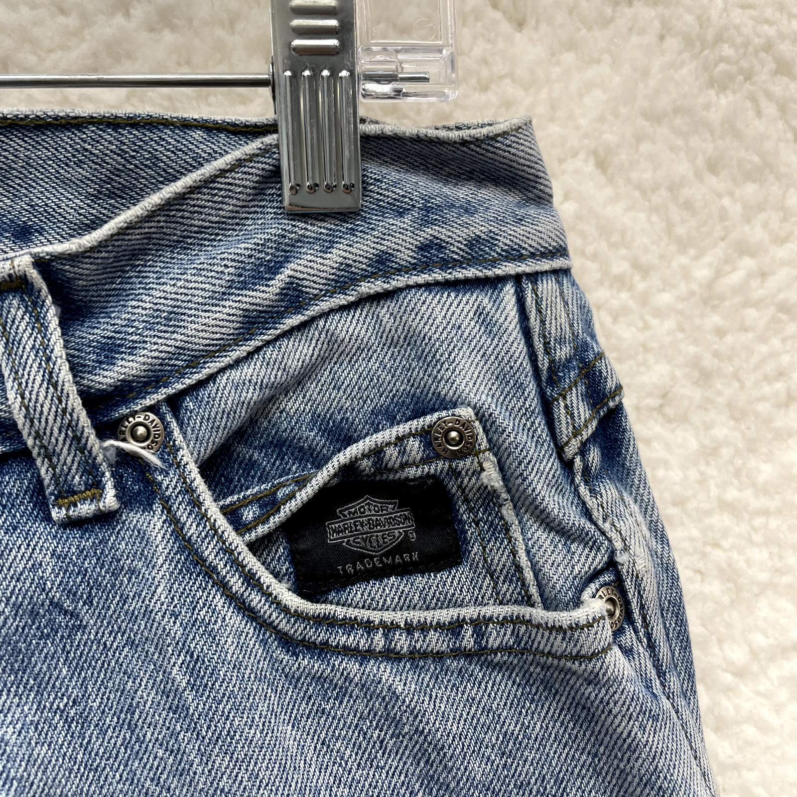 Vintage Harley Davidson Jeans 12 30 Long Tall Womens Bootcut Light Wash Mid Rise