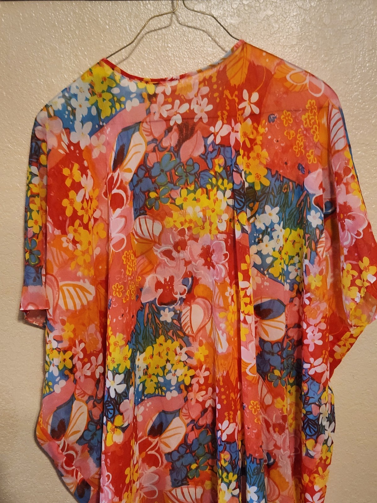 Vintage 60s Mod Bright Floral Print Kaftan Mumu Hippie Dress By Leo Naroucci HTF