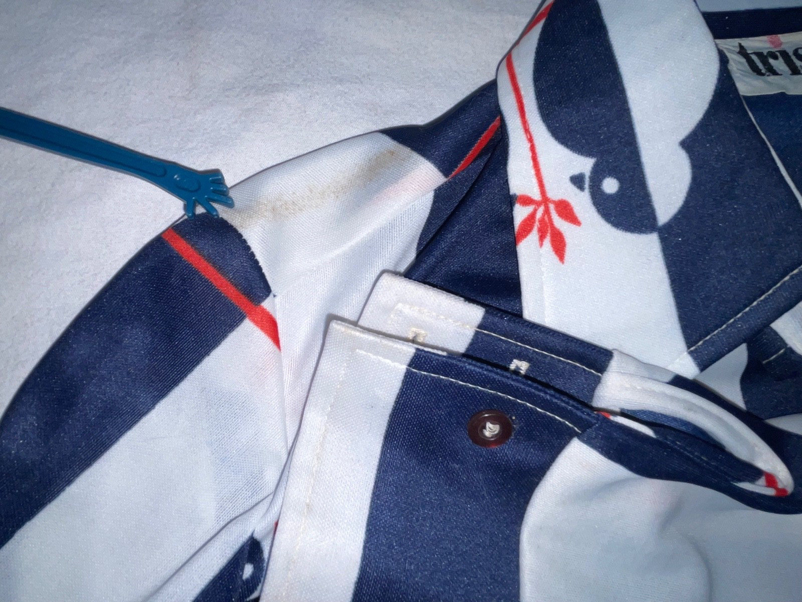 VTG 60S 70S WOMENS S BIRDS STRIPE BUTTON RETRO DISCO TRISSI SHIRT