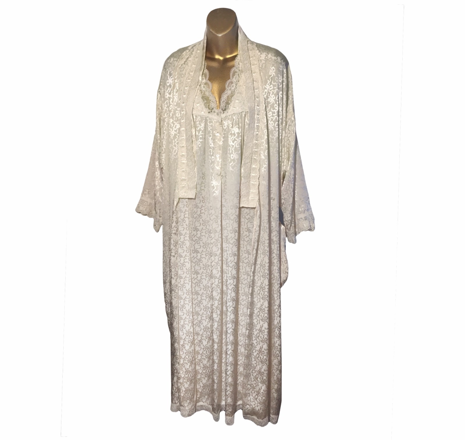 VTG CHRISTIAN DIOR LeCONNAISSEUR GORGEOUS IVORY GOWN+PEIGNOIR BRIDAL BEAUTY M/L