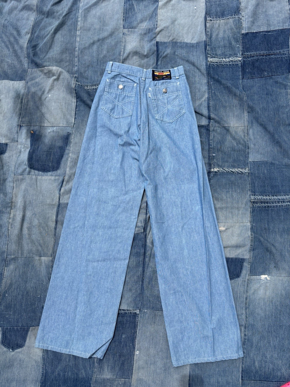 Vtg 1970s Levi’s Pacific Pride Womens Western pincheck Pants 26×31 White Tab