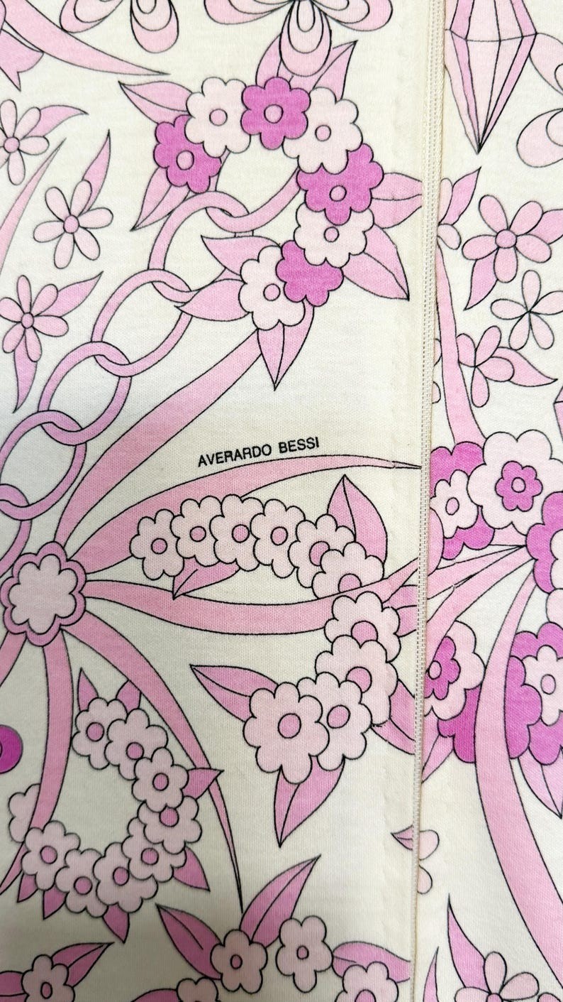 1960s Averardo Bessi Dress / 1960s Floral Dress / Averardo Bessi / Size Large