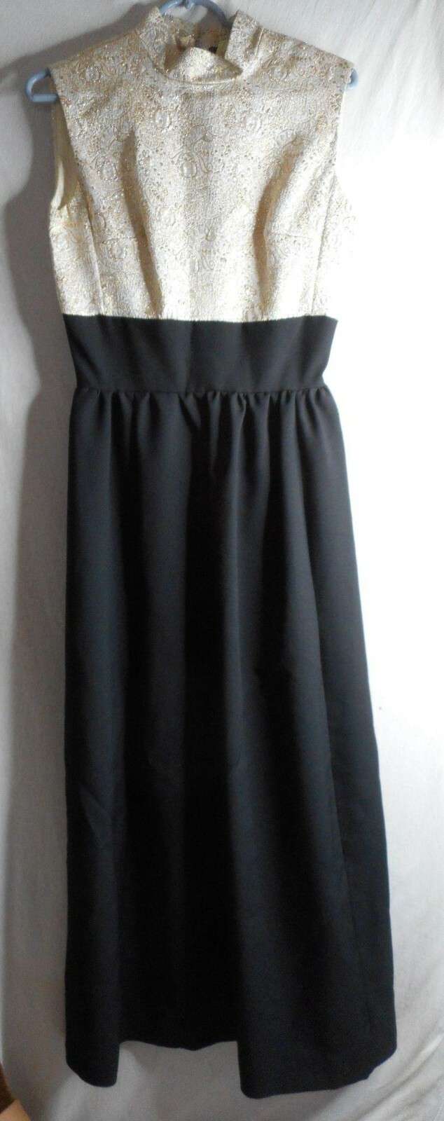 Vintage Handmade Holiday Formal Dress 1960s 1970s sleeveless mandarin collar