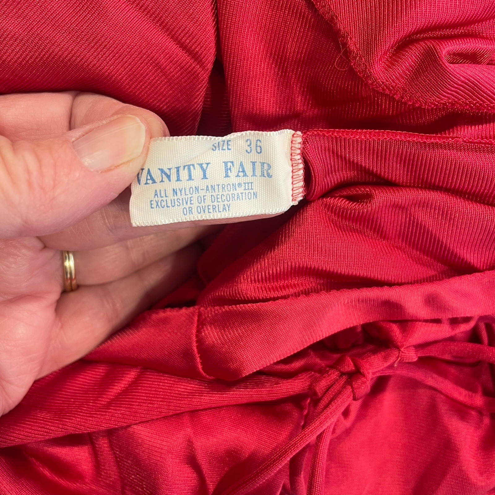 VTG Vanity Fair Negligee Maxi Night Gown Slip Dress Sz 36 Red Sexy Wrap Intimate