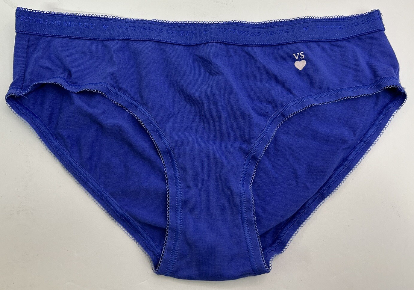 Victorias Secret Bikini Panties Sz Small Spell Out Waist Blue Heart Detail 2013