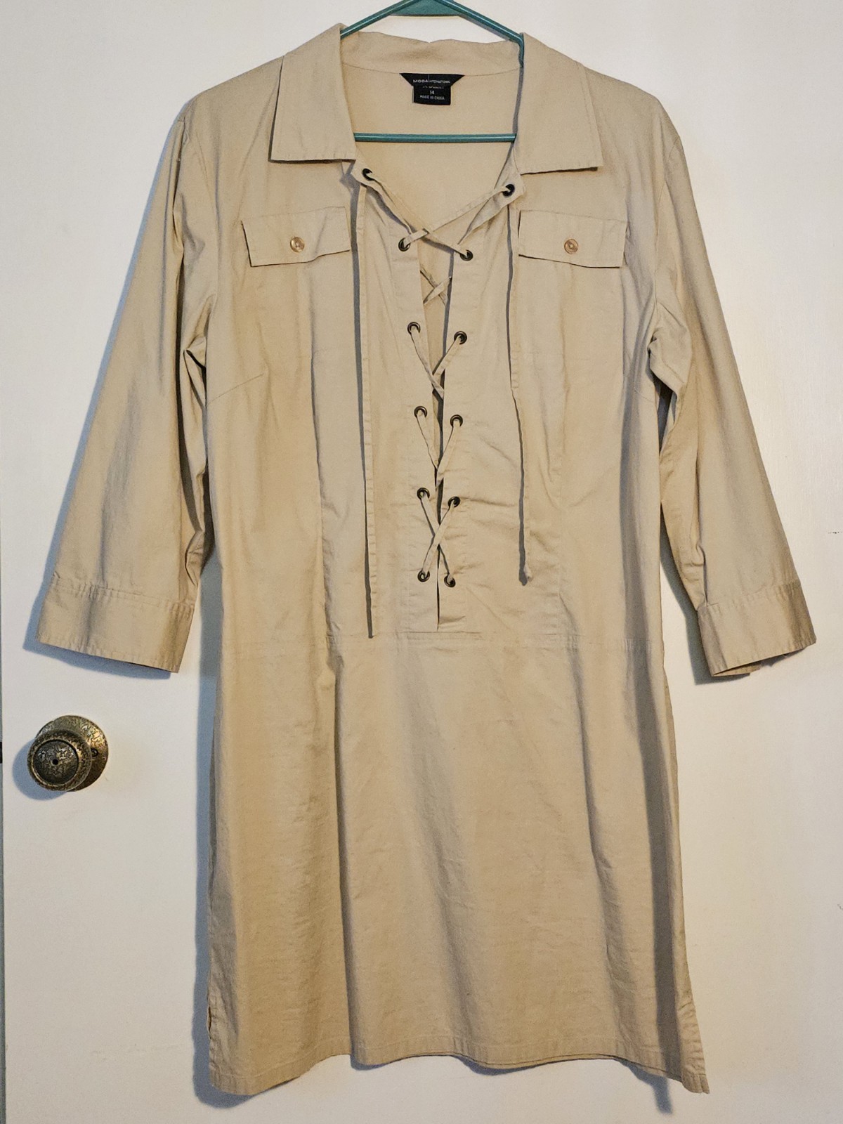 Vintage Y2K Dress Sz 14 Large, Moda Int’l Victorias Secret Jungle Utility Safari