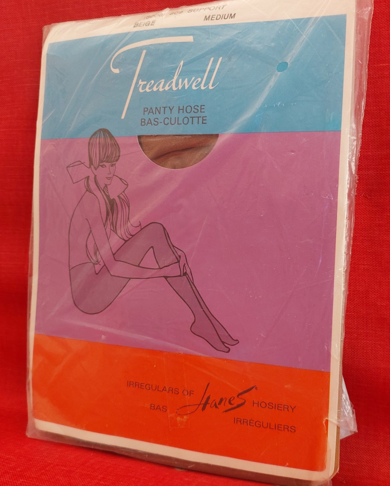 Vintage Pantyhose Treadwell Support Color Beige Size Medium BHAN01