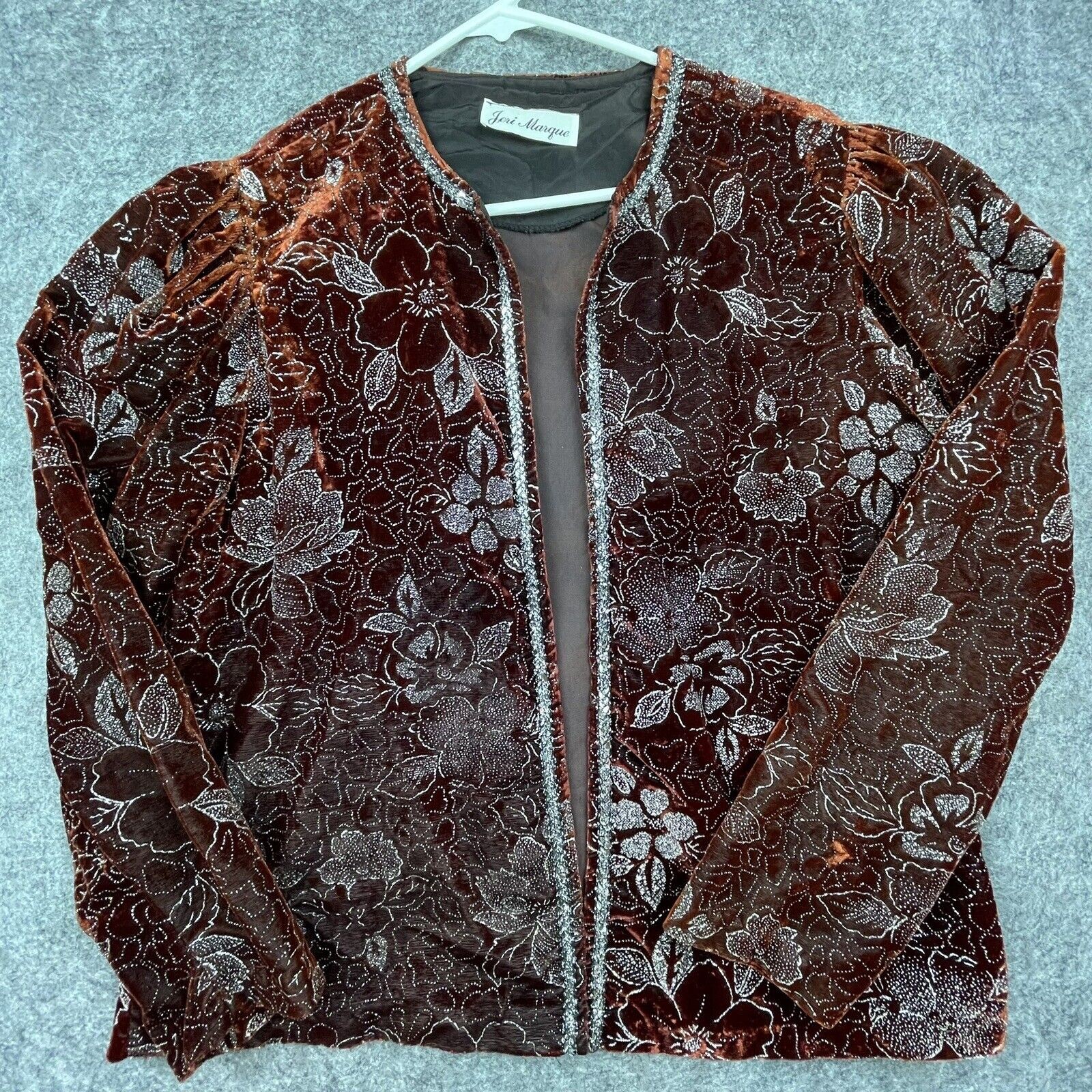 Vintage Jeri Marque Jacket Medium Evening Metallic Sequin Glitter Blazer Party