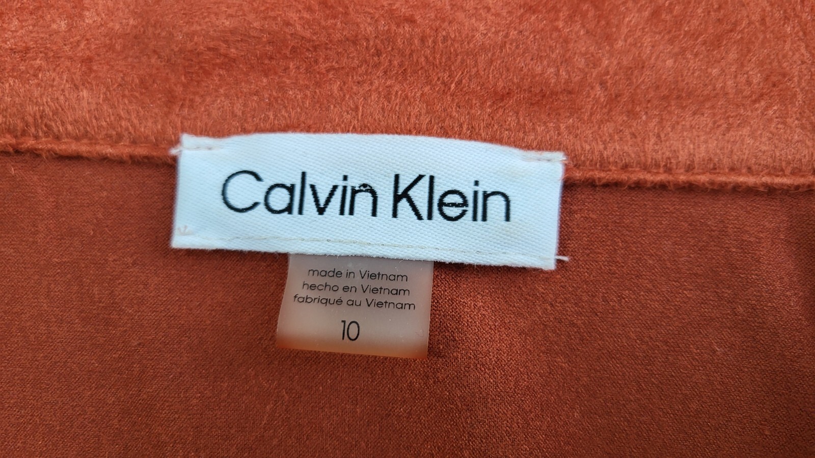 Vintage CALVIN KLEIN Orange Ultrasuede Shirt Dress w/ Tie Belt – Size M