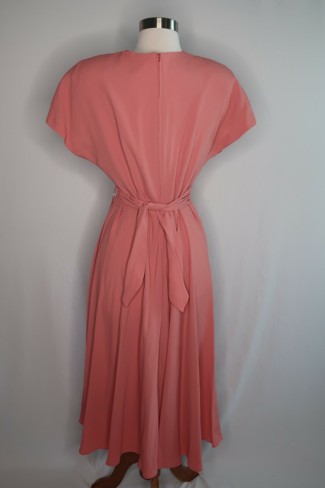 Donna Ricco Pink White Wrap Belted Evening Cocktail Dress Sz 10P USA Made
