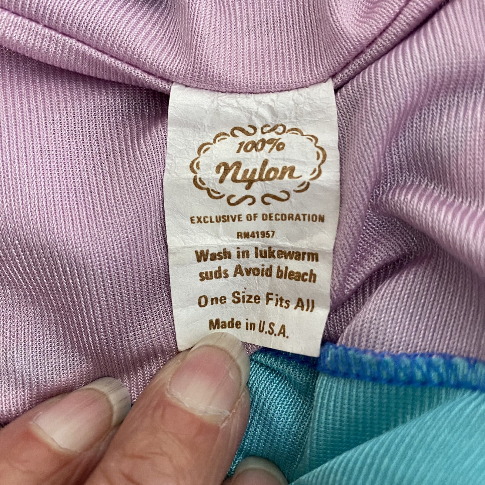Vintage Jane Russell Batwing Nightgown One Size Fits All Blue Nylon Stripes