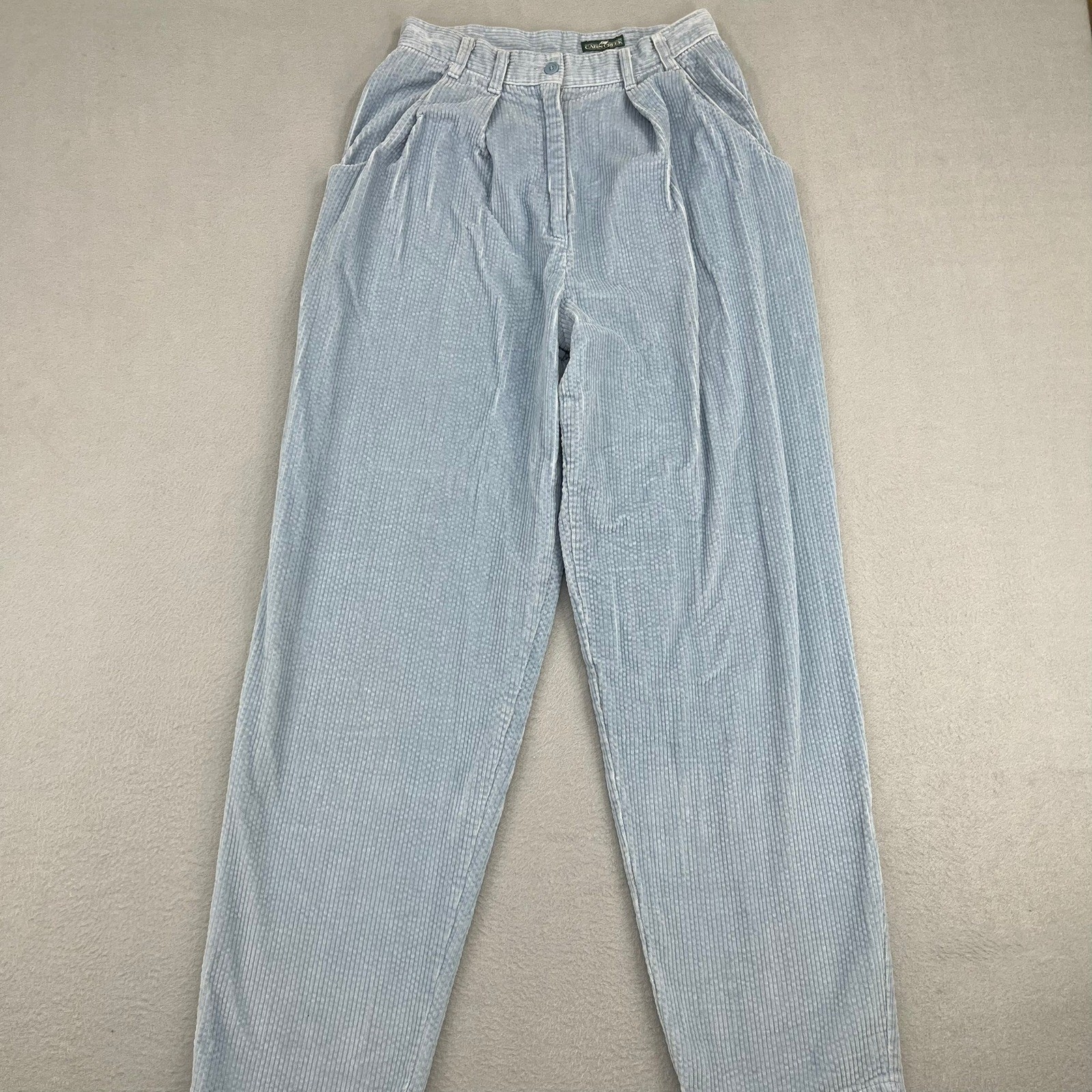 Cabin Creek Vintage Light Blue Corduroy High Waisted Pleated Pants Womens 8