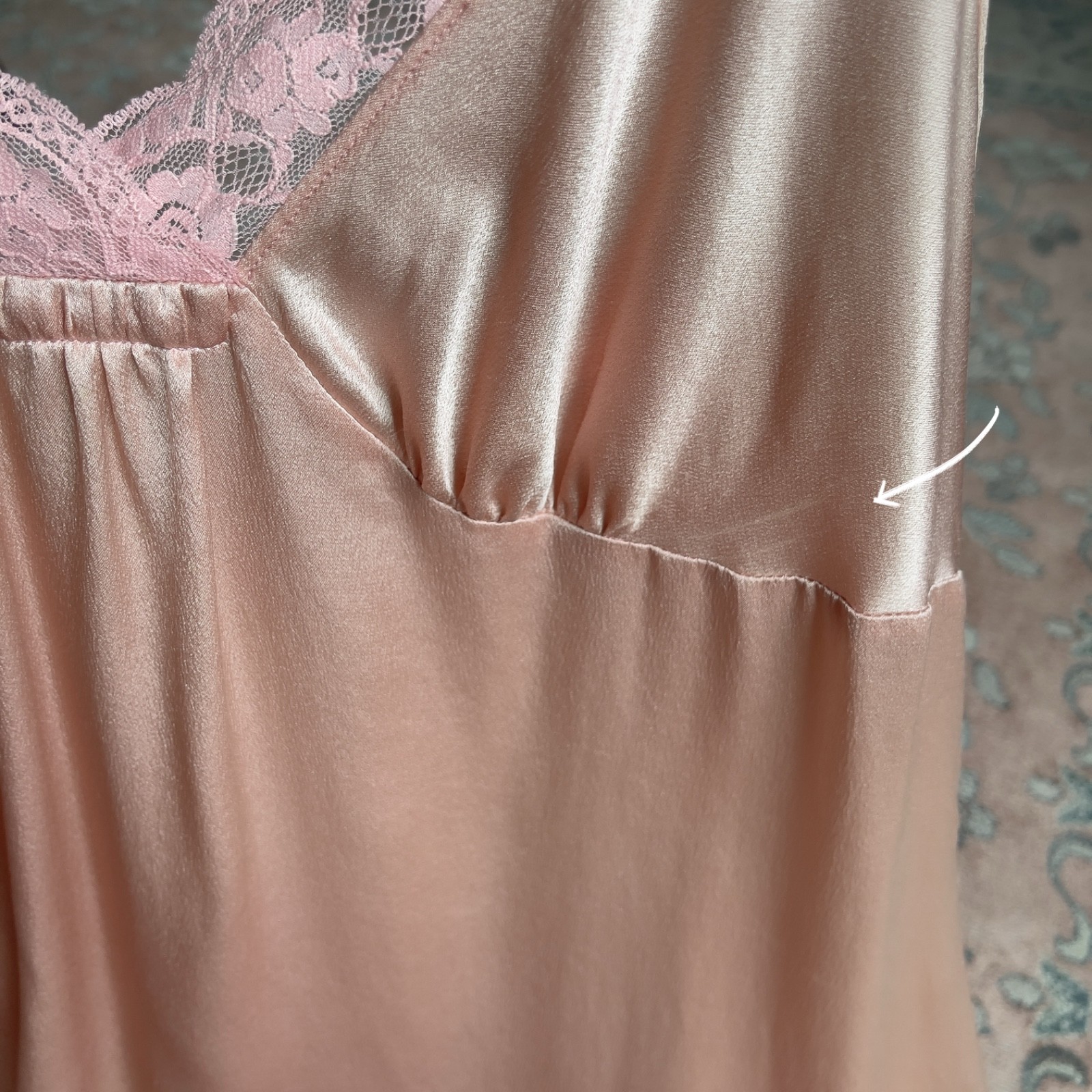 Vintage Victoria’s Secret Blush Peach Pink Silk Lace Mini Slip Dress (M)