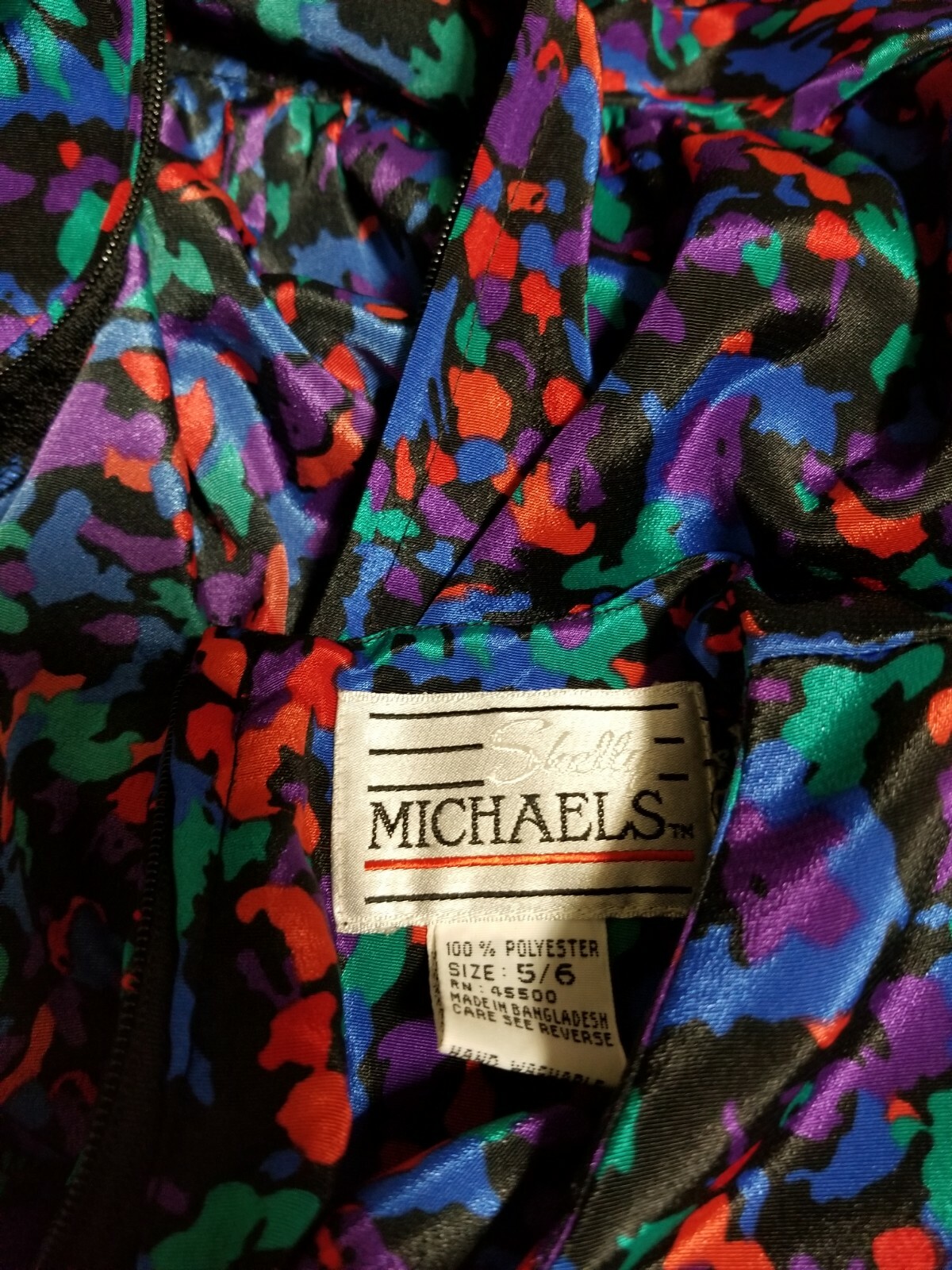 Vintage SHELLY MICHAELS multicolor Dress Size 5/6 Silk (42 long)