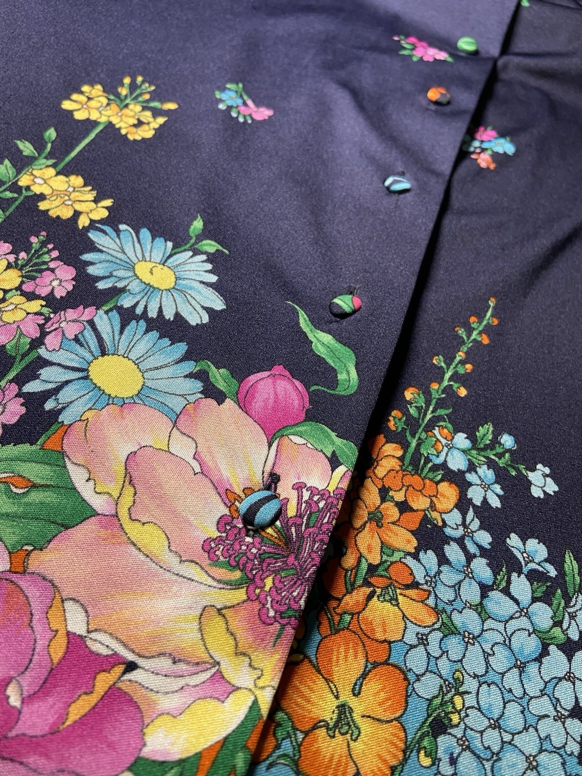 Vintage 1970s Arémis Italian Floral Long Sleeve Shirt Dress Size M/L 8-10