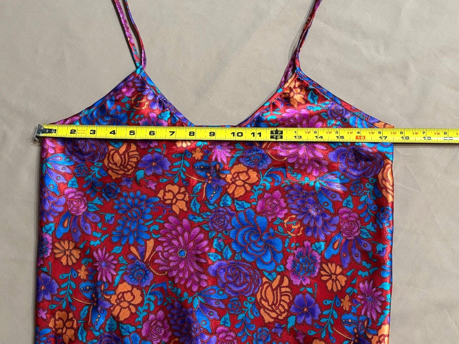 LA INTIMATES Beaux Reves Nightgown Satin Floral Red Purple Blue Vintage Medium