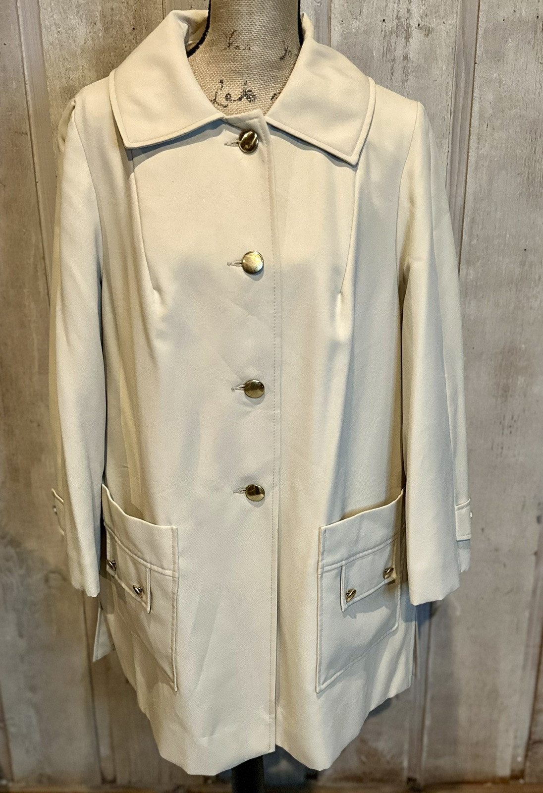Vtg 60’s Pea Coat Sz Small, Pockets, The Puget Sounder, Ivory, All Weather, USA