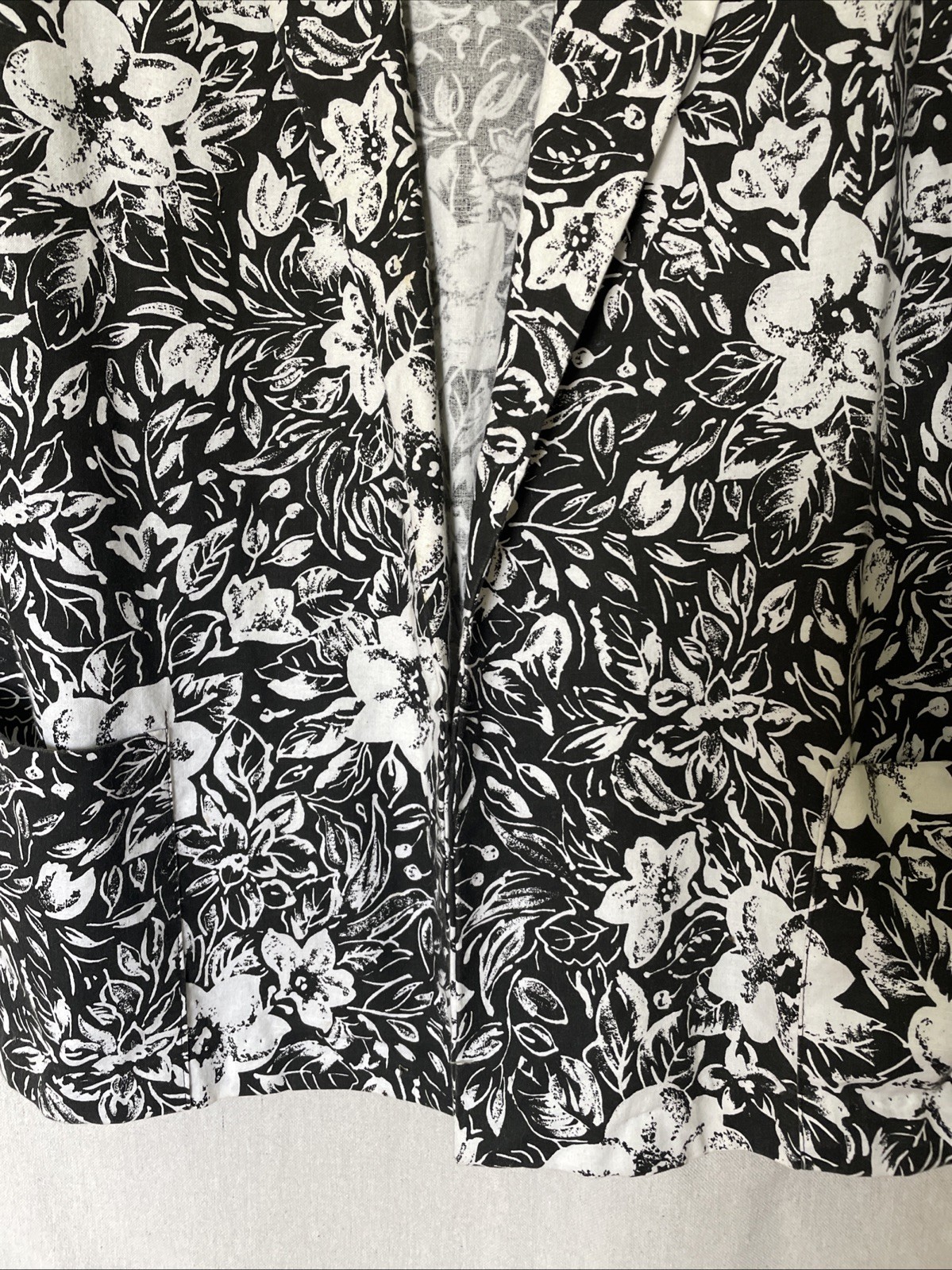 Copy Cats Vintage Blazer 1980’s Size L 100% Cotton Black White Floral