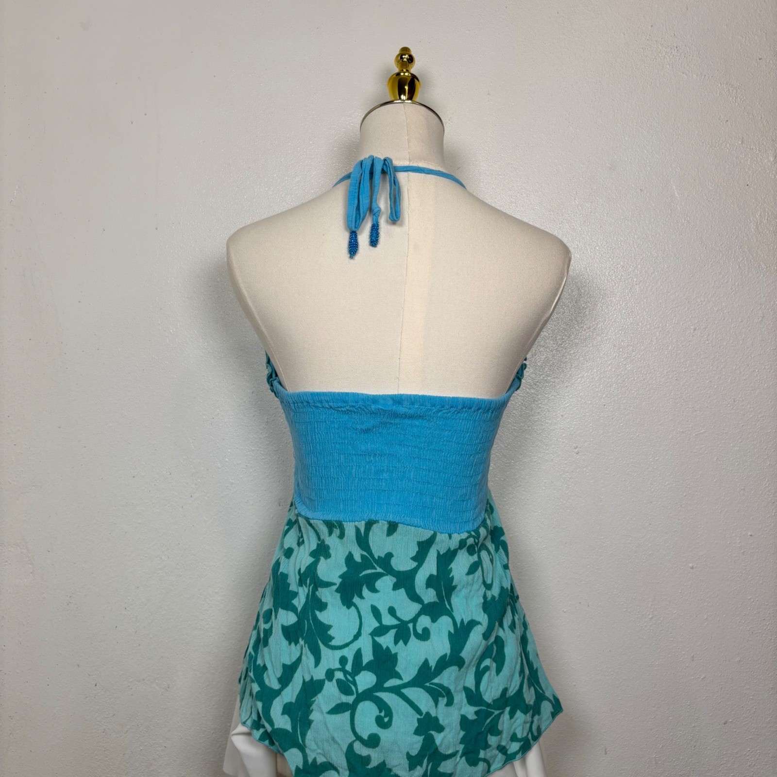 vintage lotus aqua blue ruffle babydoll cami Y2K summer festival beach mermaid
