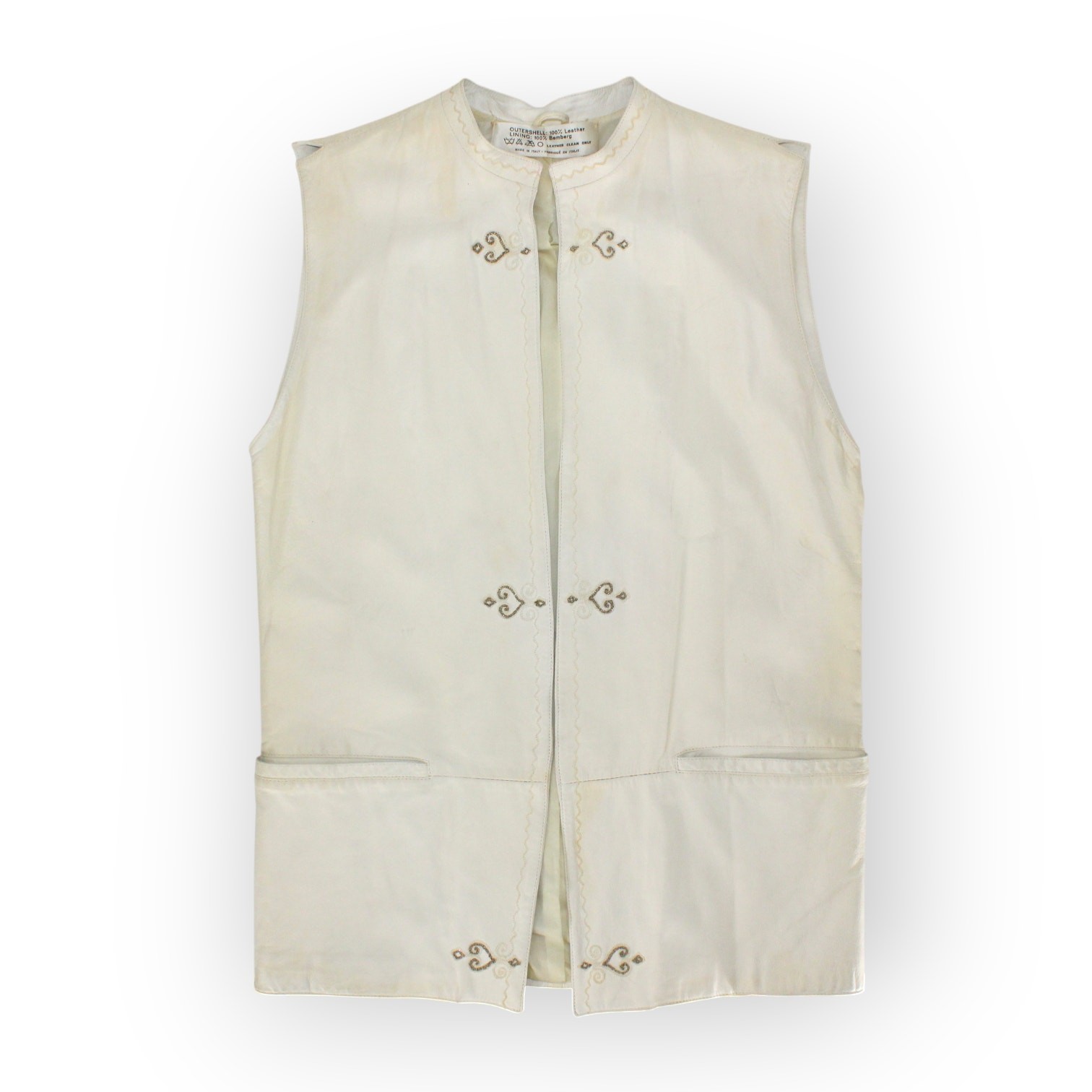 Vintage 1981 Gianni Versace Leather Vest PrimaveraEstate Calfskin Italy 40 Ivory