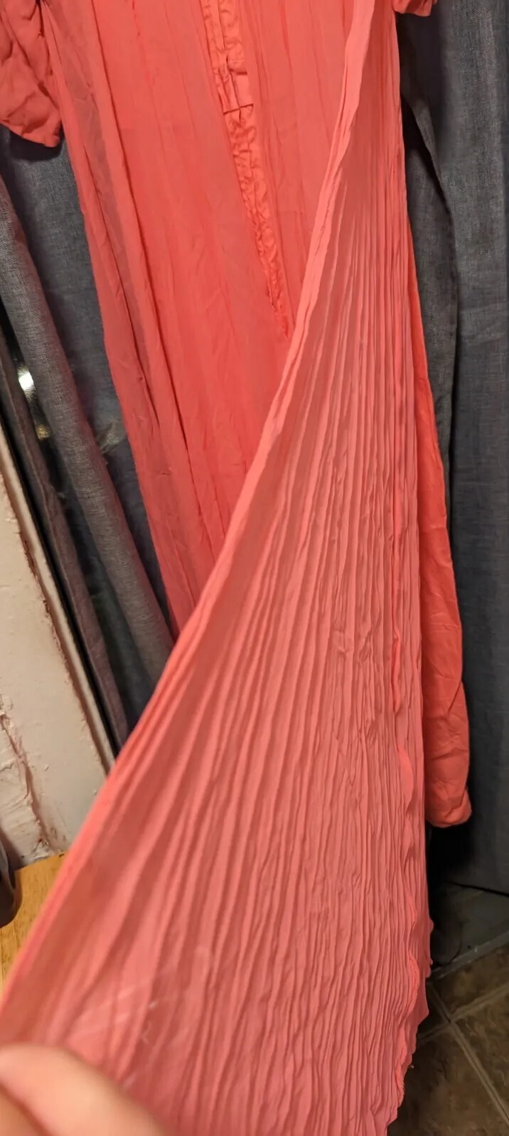 Vintage 50s 60s Coral Pink Gown Chiffon