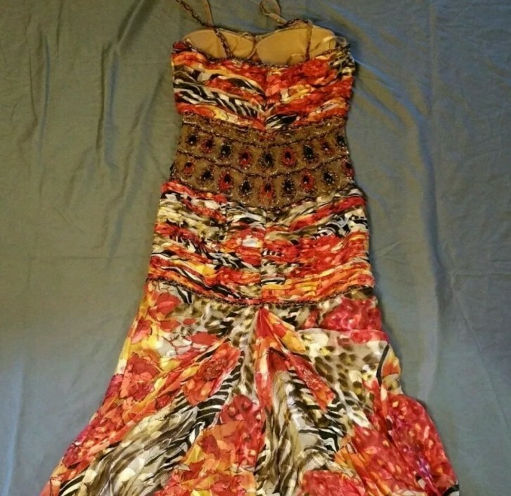 Sherry Haute couture SIZE 4 Colorful Embellished Womens Beautiful Gown dress B10