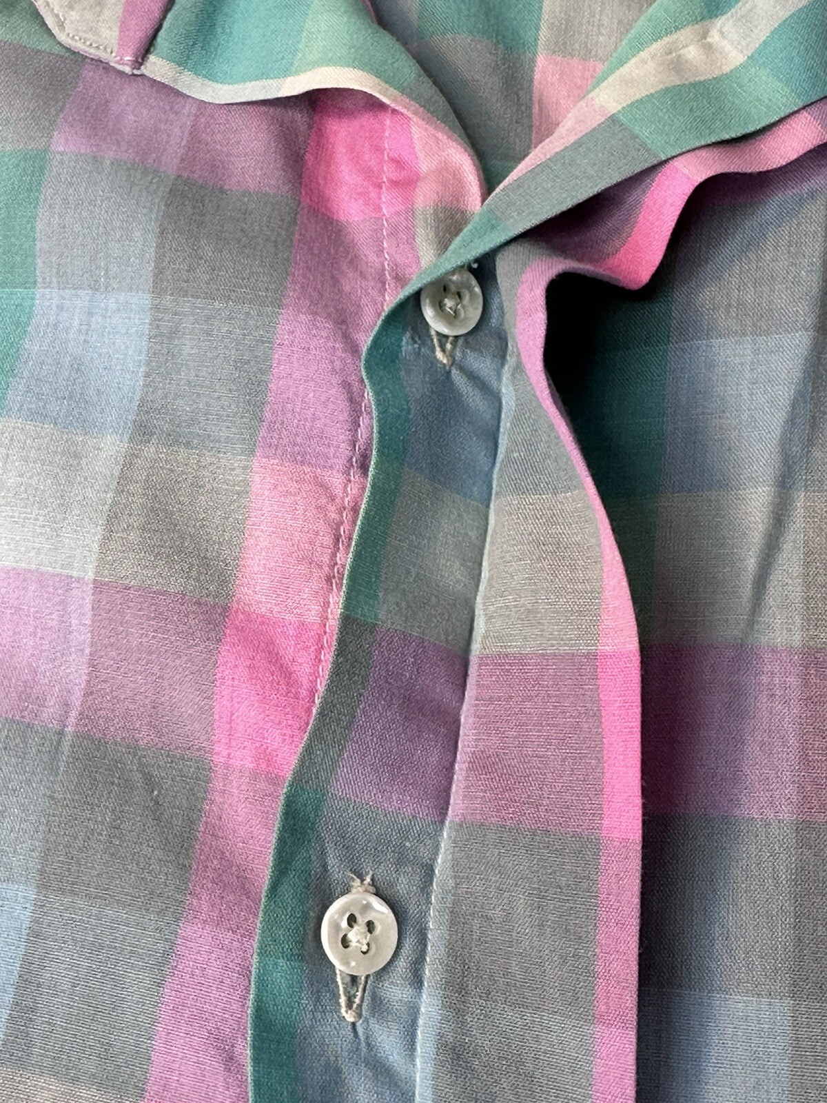 Vtg Ms Sero Women’s Plaid Shirt Top Superfine Poplin Size 12 Short Sleeve