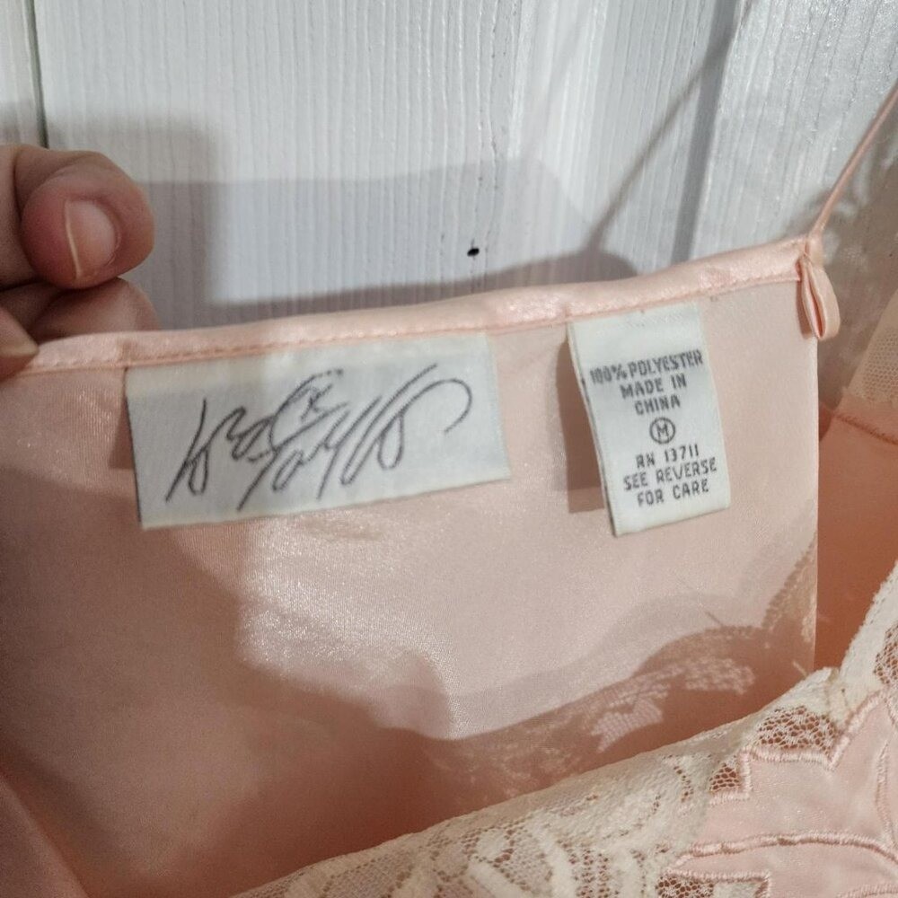 Vintage Pink Satin Lace Chemise