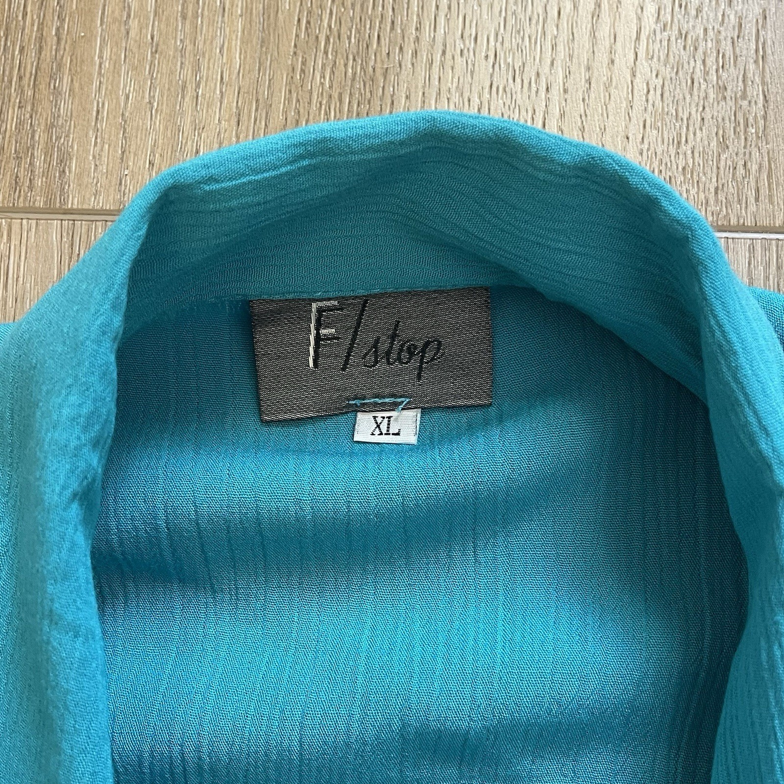 Vintage 1980s/1990s Color Block Teal Women’s Blouse Blazer NEW MADE IN USA