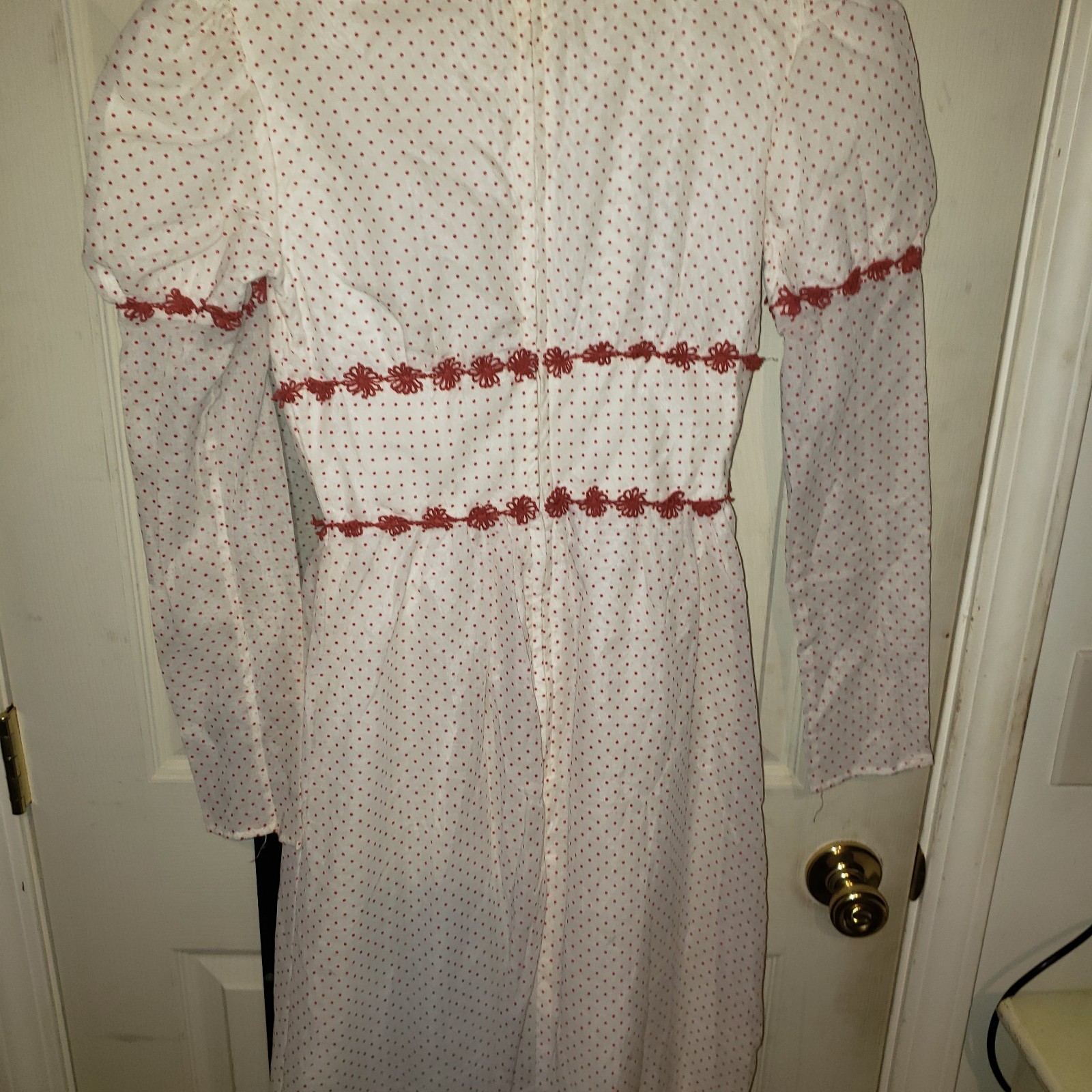 Vtg rare Lemon Frog 70’s Polka Dot cottagecore Long dress Zip Up Back Junior