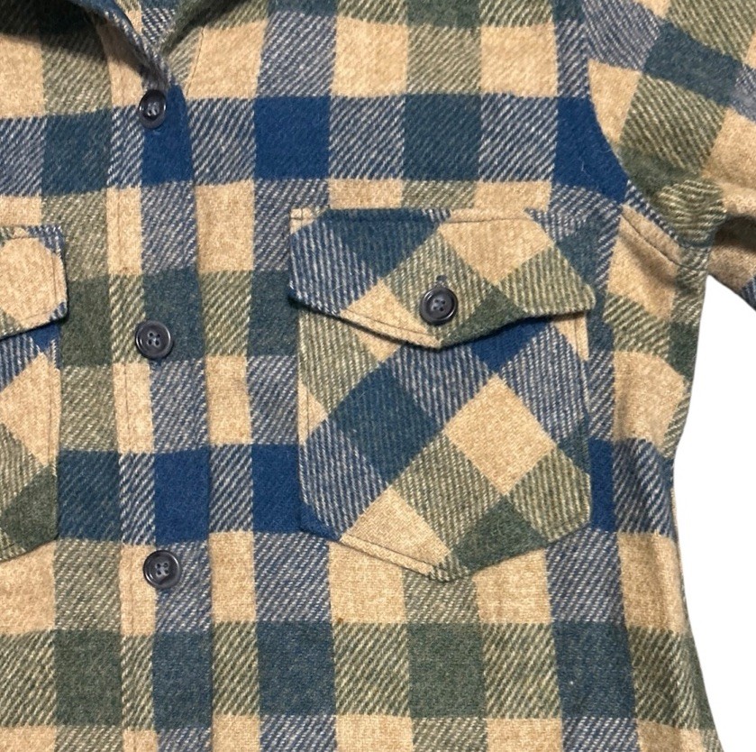 Vintage 60s LL Bean Wool Shirt Women’s 10 Plaid Flannel USA Made Script Logo EUC