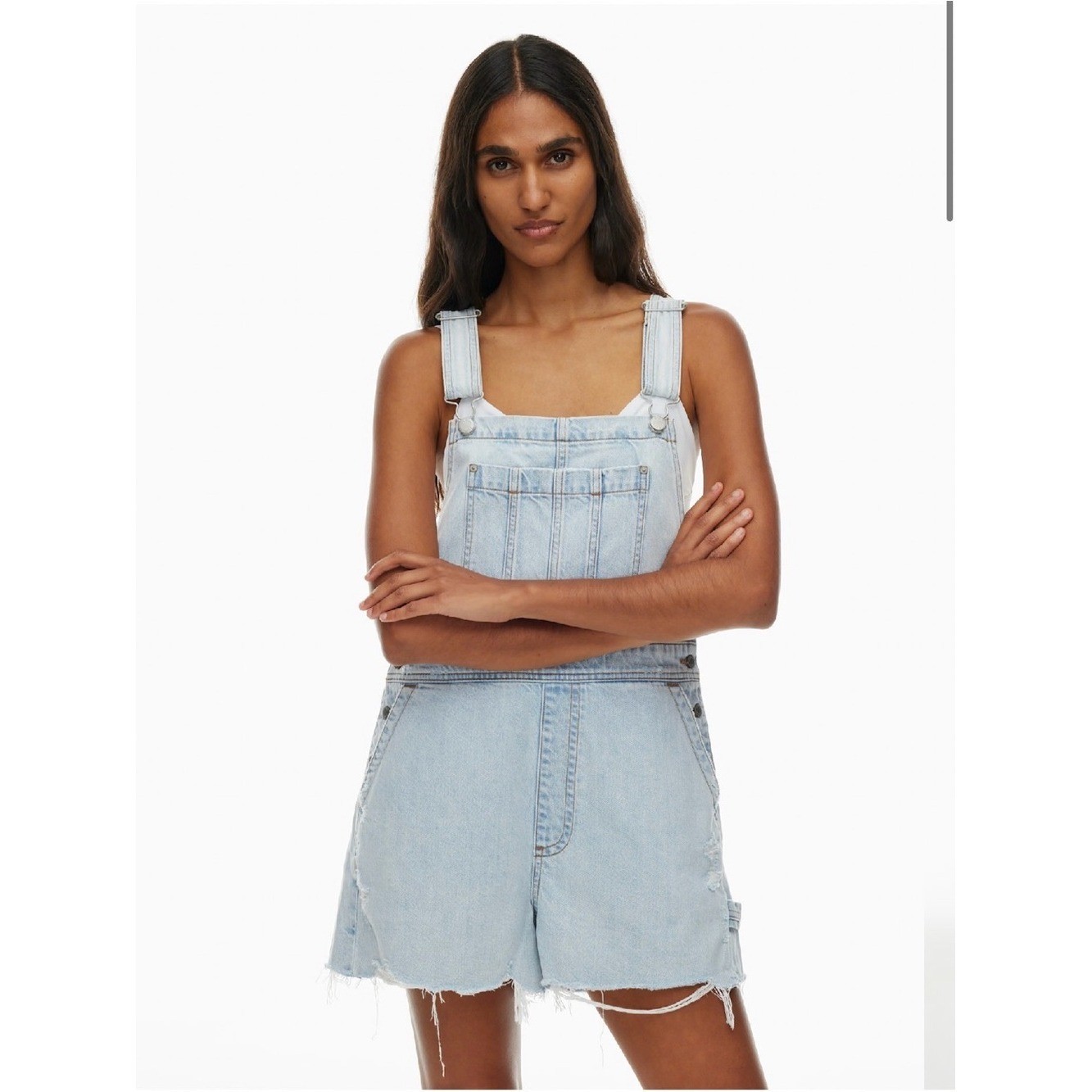 Denim Forum 90s Sylvie Jean short overalls size medium, nwt