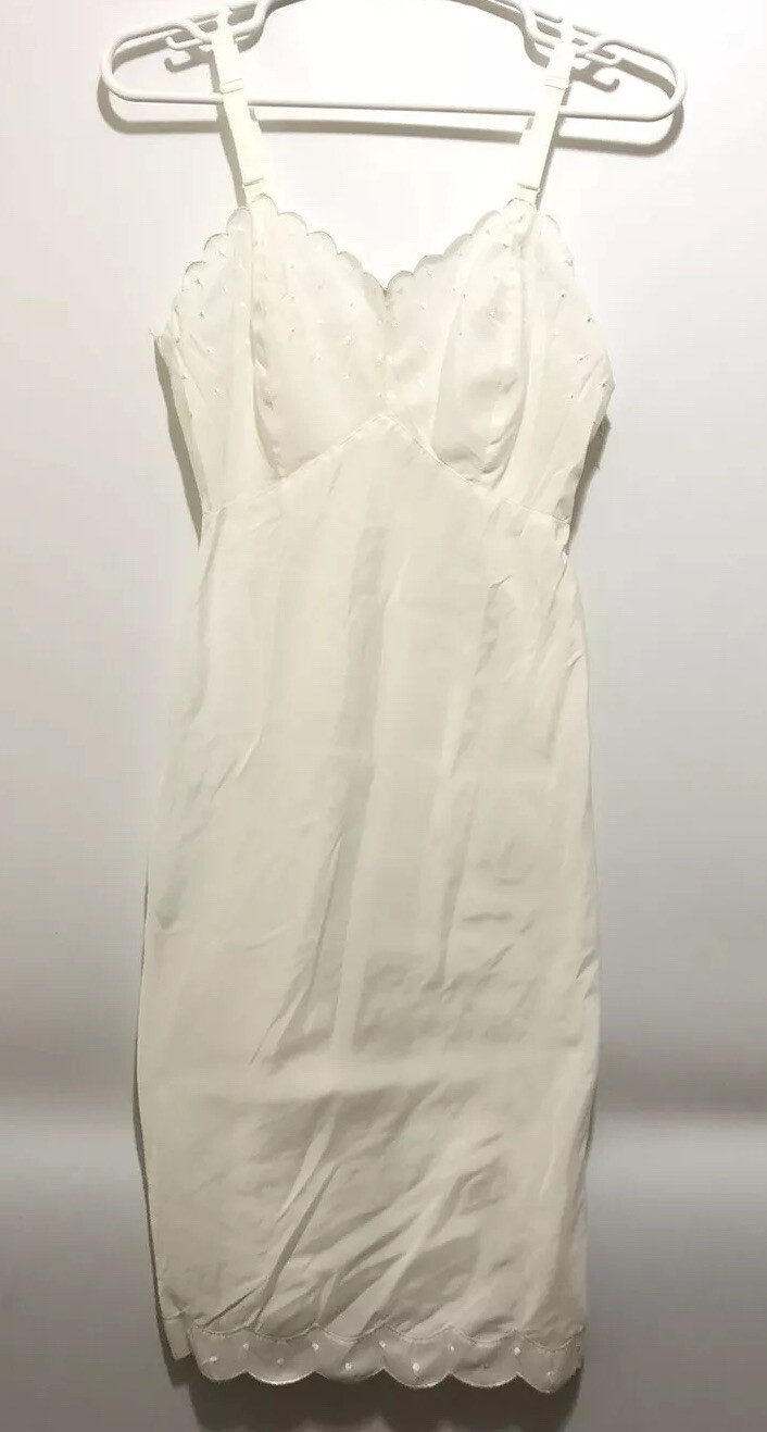 VTG Candie Barbizon Tafredda Nylon Slip Dress White Size 11 Little Miss Sissy