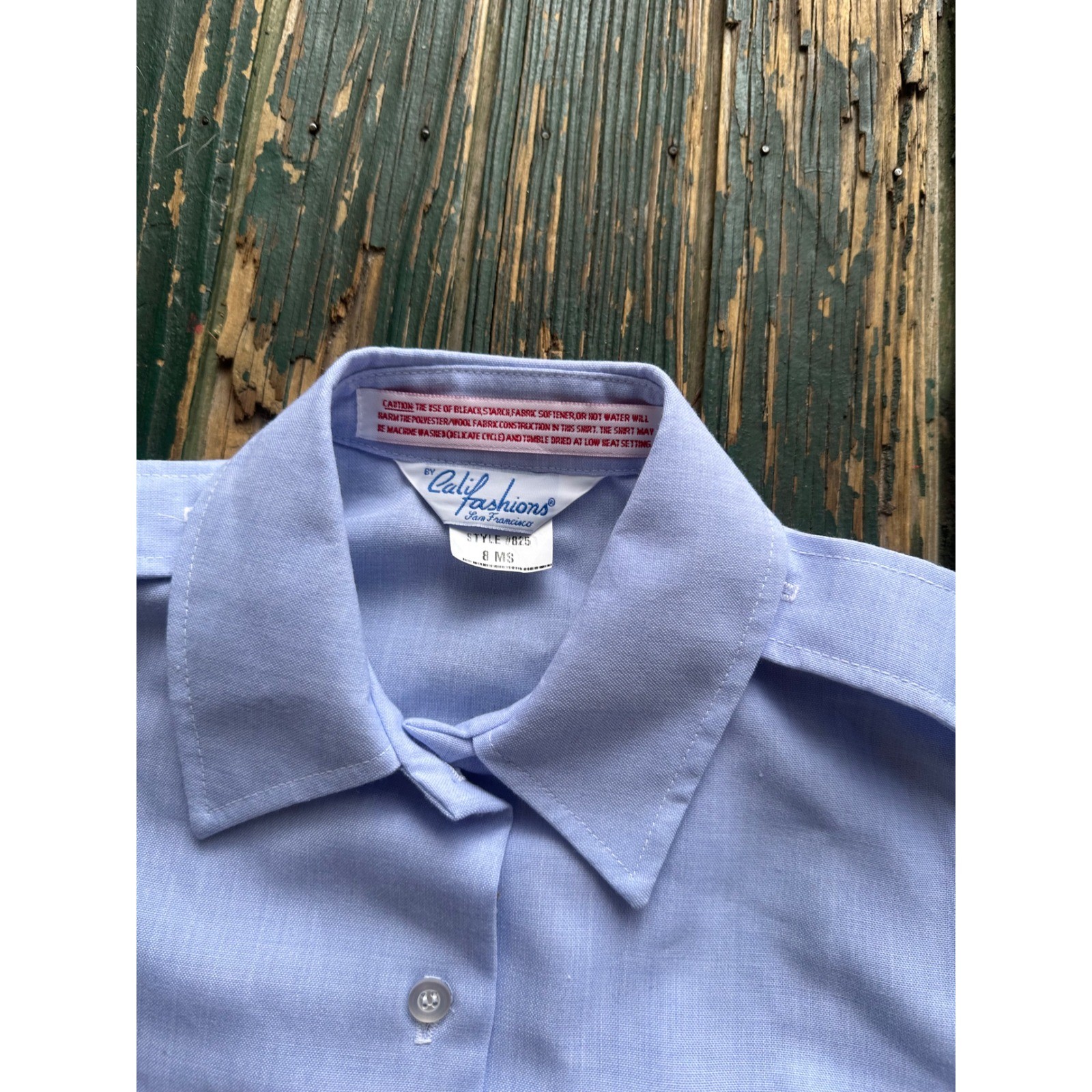 Vintage Calif Fashions USAF Staff Sergeant Patch Shirt Blue Military Blouse 8MS