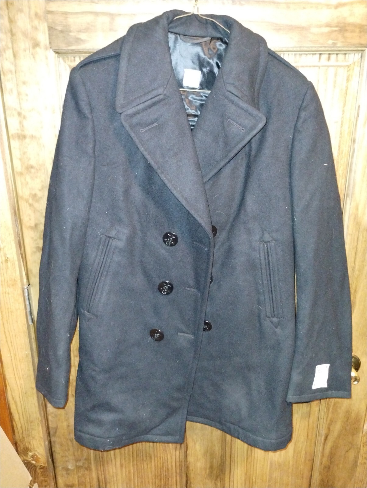 Vintage 1980s US Navy Womens Pea Coat Wool Thick Heavy Size 12 Long