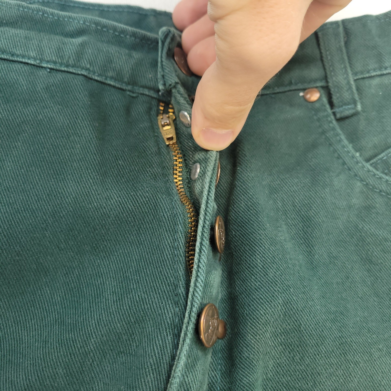 Roper Western Straight Jeans Women 5/6 Green VTG High Rise Button Fly Made USA