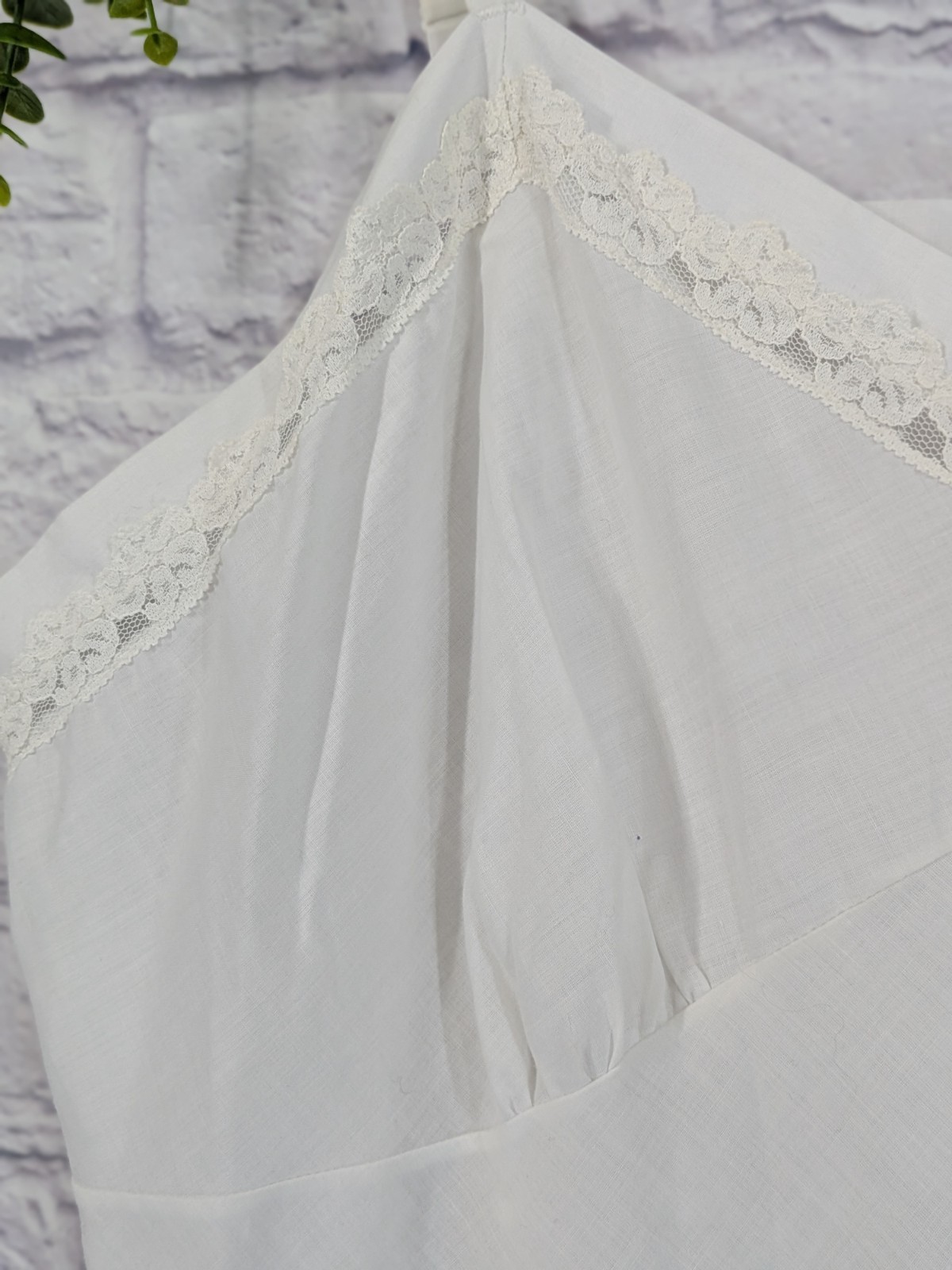 SZ 52! SEMI SHEER!😍Vntg Stoneswear Full Dress Slip Nightgown Poly Cotton Lace
