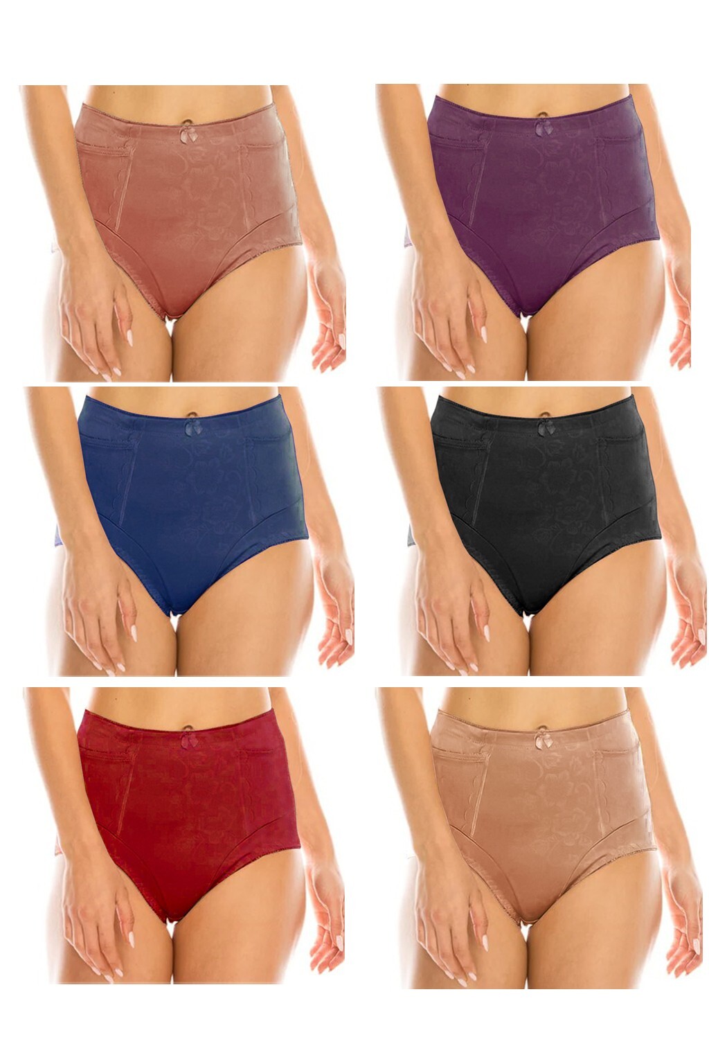 Lot of 6 Panties Jennifer Satin Girdle With Dual Pockets Size S M L XL 69083