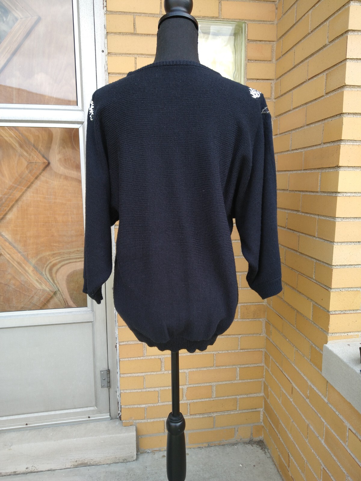 Vintage 80’s womens sweater black silver beaded star disco rhinestone M/L