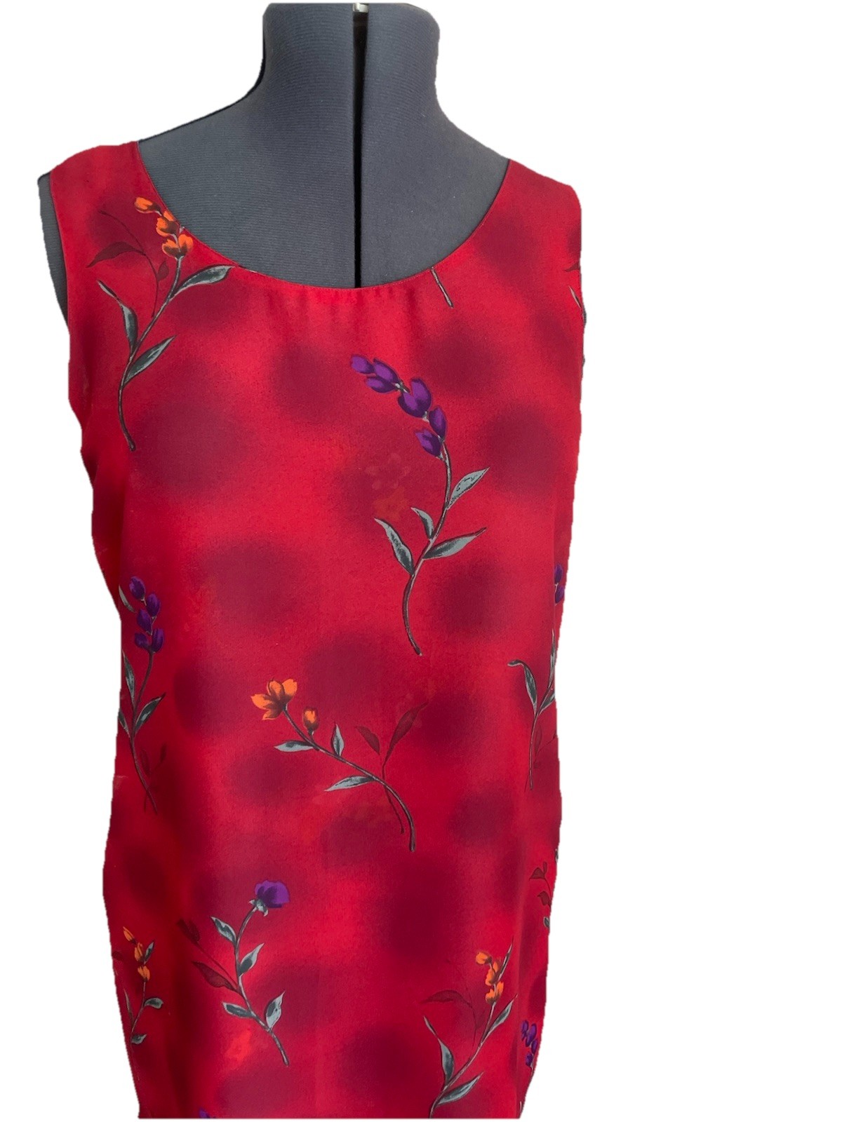 Vintage Impressions of California Reversible Floral Dress Red Blue Women’s M