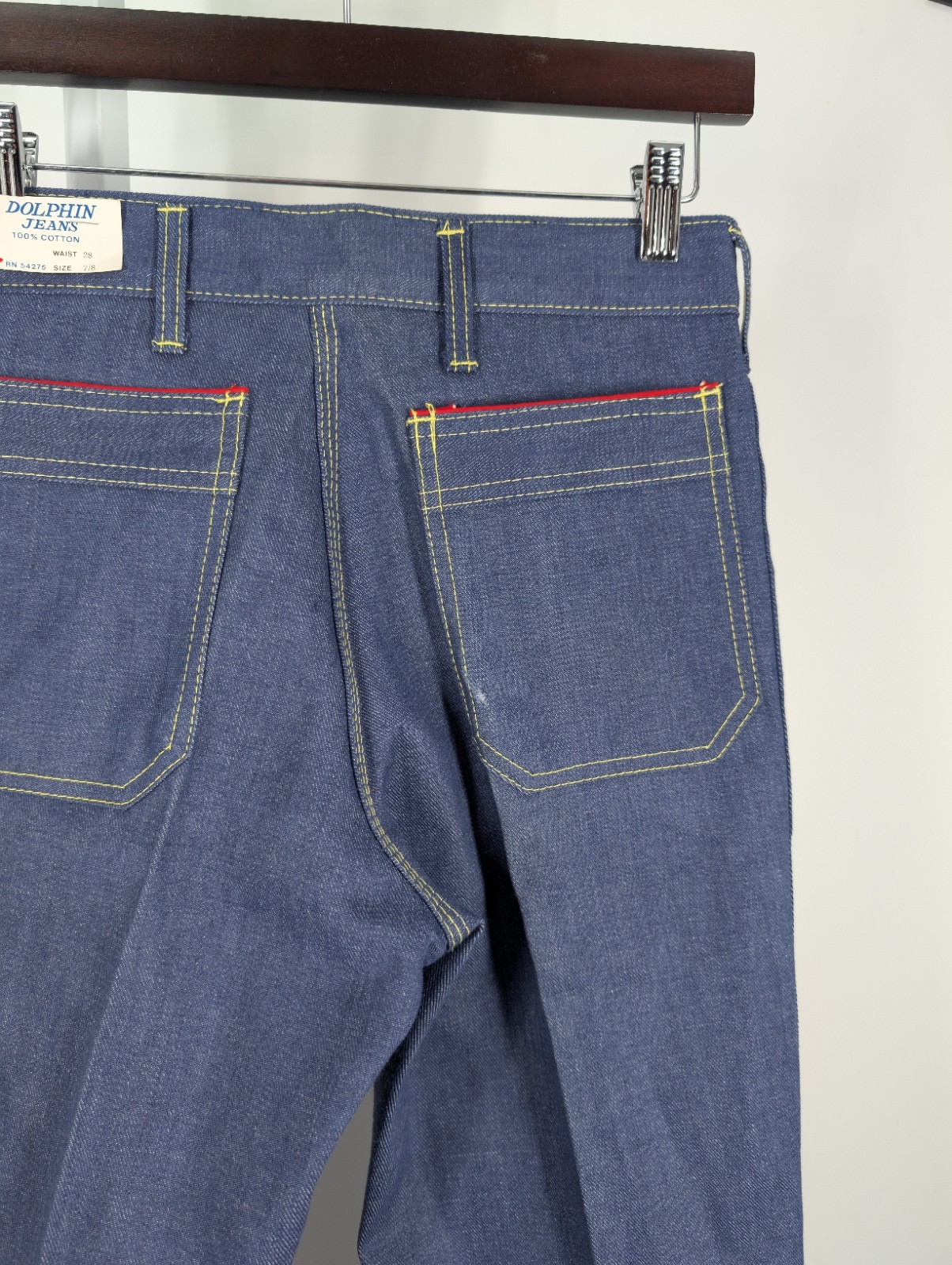 Vintage 70s Bell Bottom Indigo Denim Jeans Hippy NWT 28 31 Flare Rockabilly