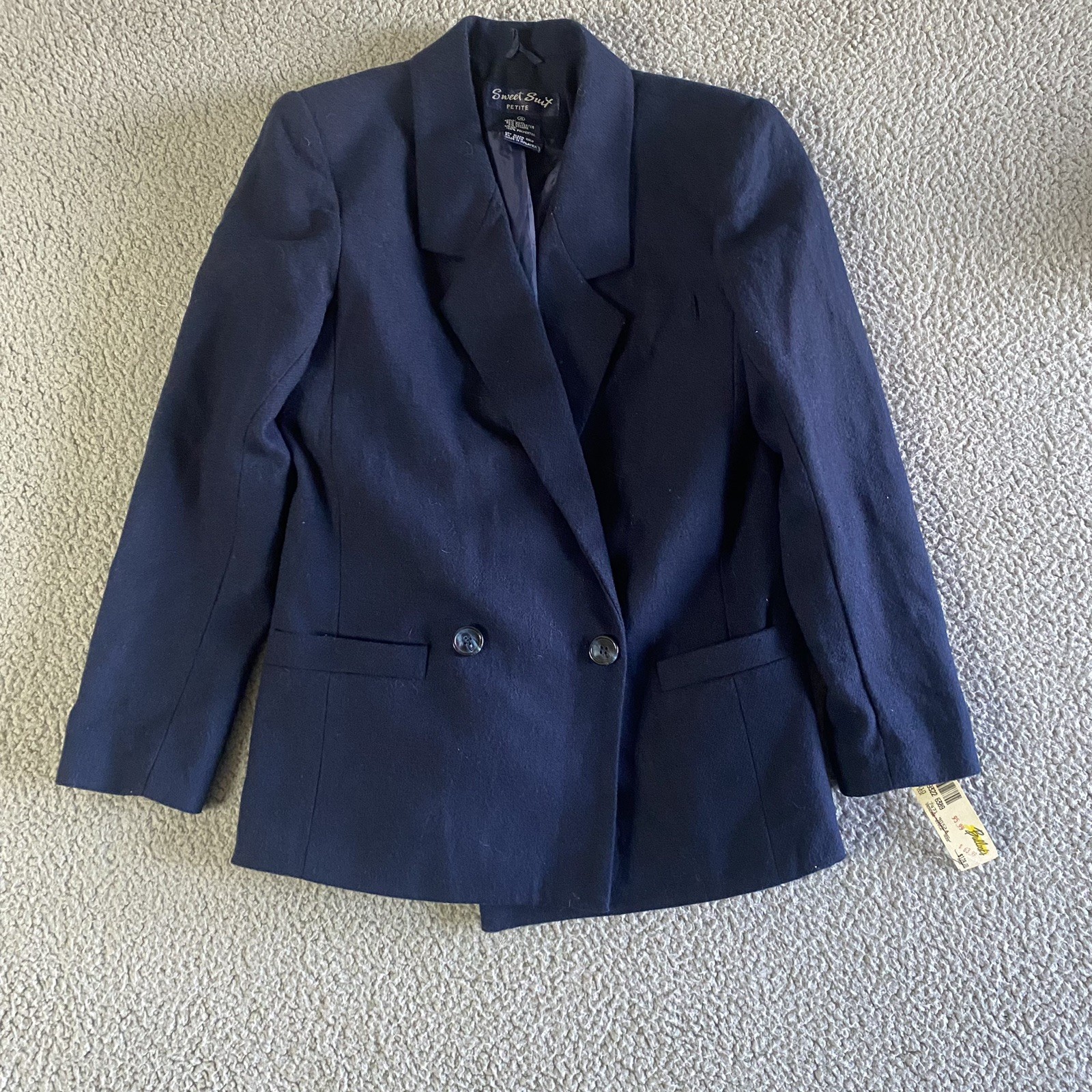 Vintage Sweet Suit 2 Pc Pleated Skirt Blazer Set Petite Blue Office wear