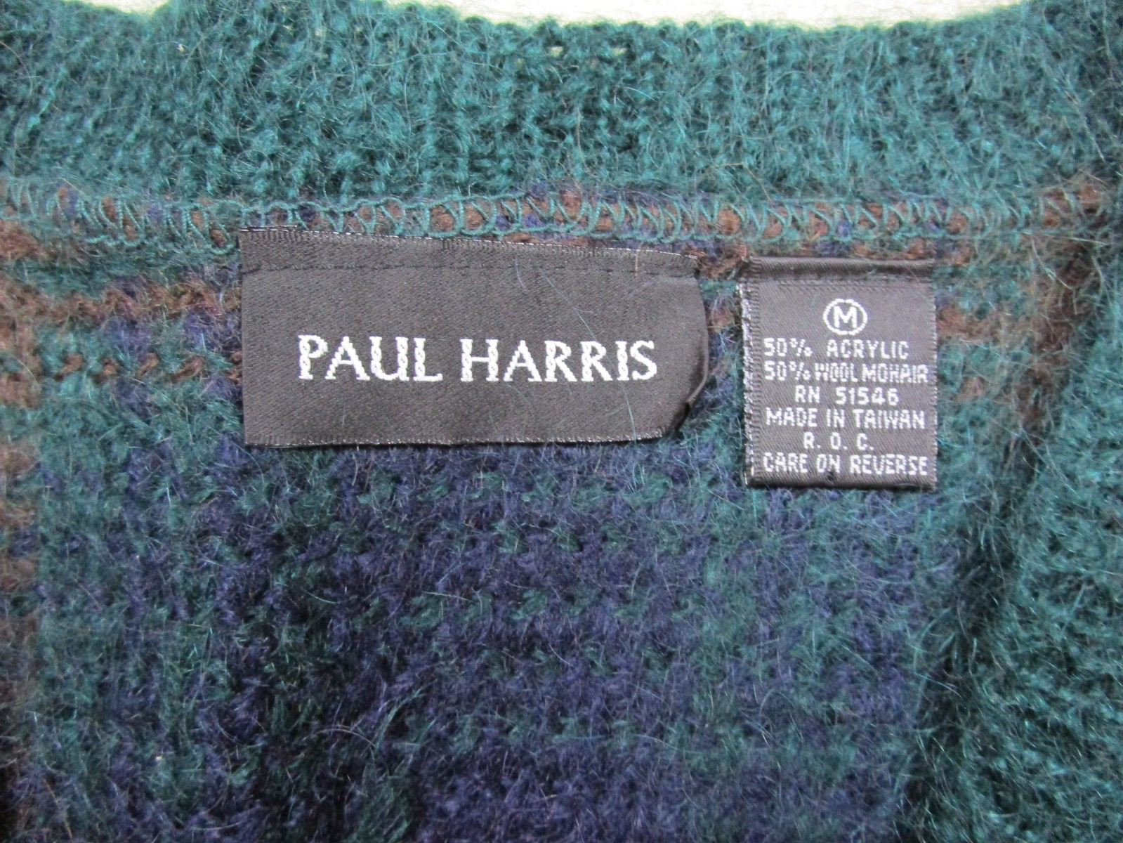Vintage 90s Paul Harris Mohair Blend Sweater Women’s (M) Shoulder Pads Plaid